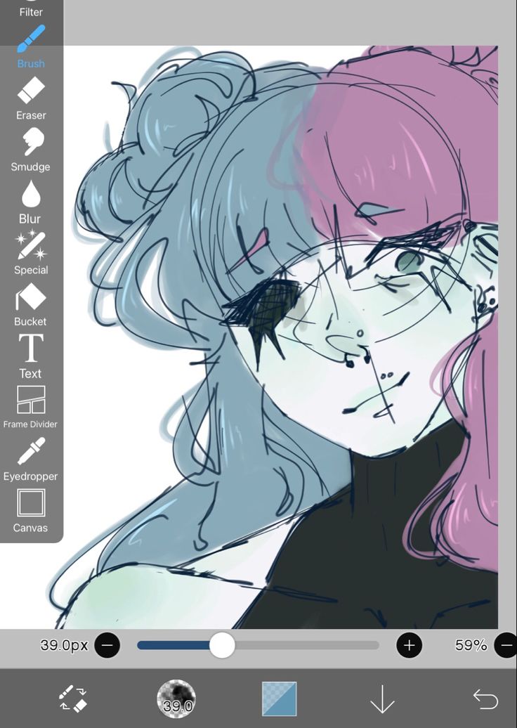 the sketch for the last drawing. she's cute.